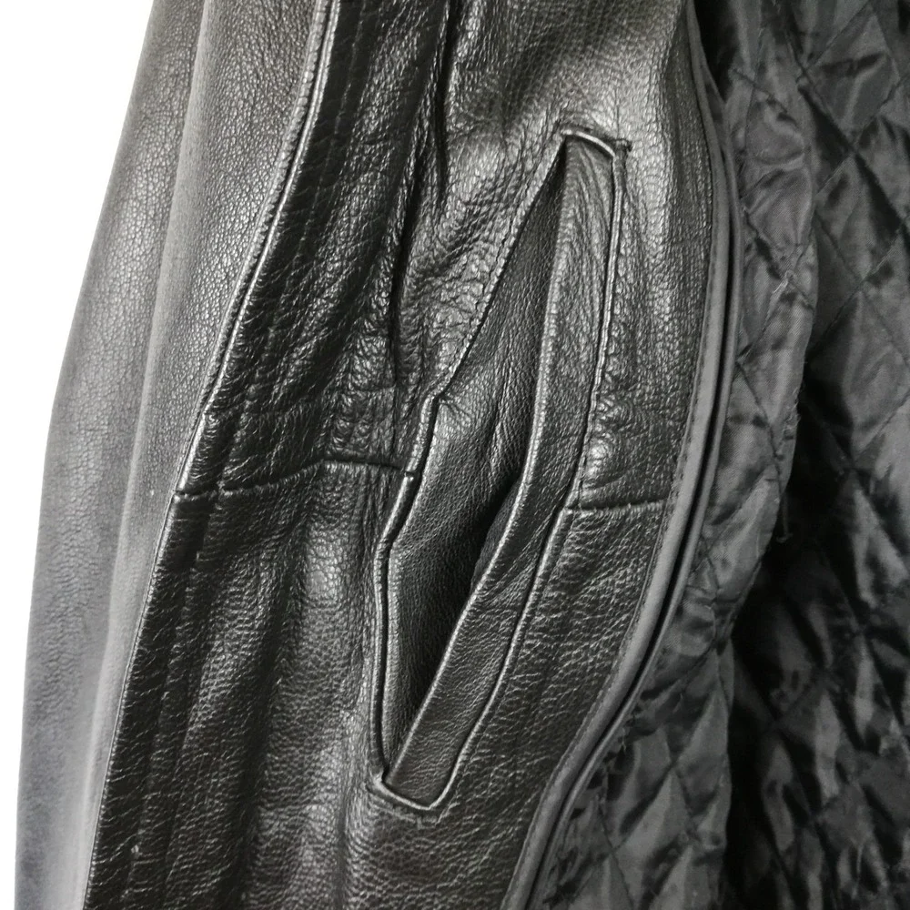 Interstate Mens Jacket Leather Black Motorcycle Full Zip Lined XXL